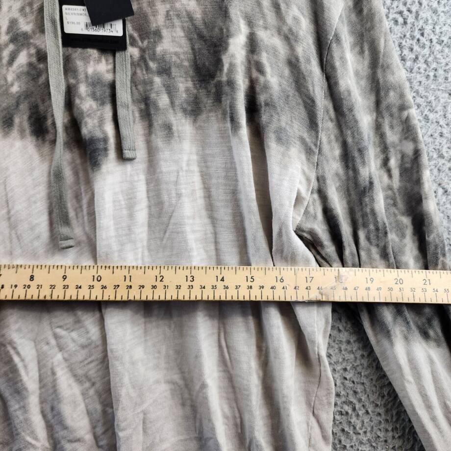 ATM Slub Jersey Smoke Print Destroyed Hoodie Men's L Silver/Smoke Drawstring L/S