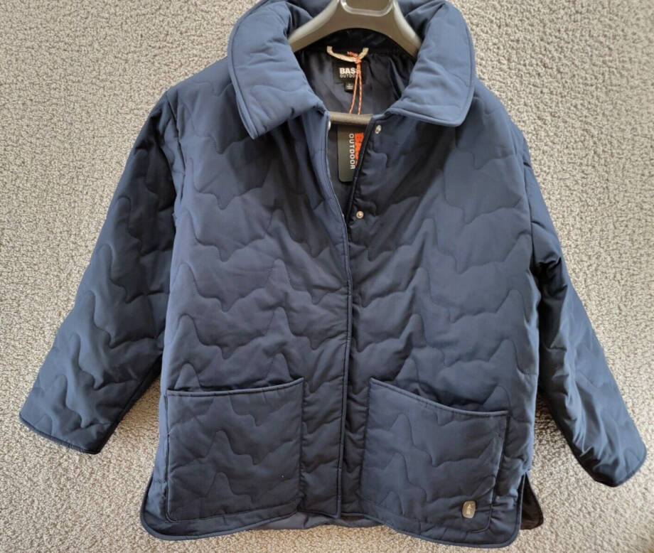 Bass Outdoor Quilted Jacket Women's L Navy Blazer Patch Pockets Snap Closure L/S