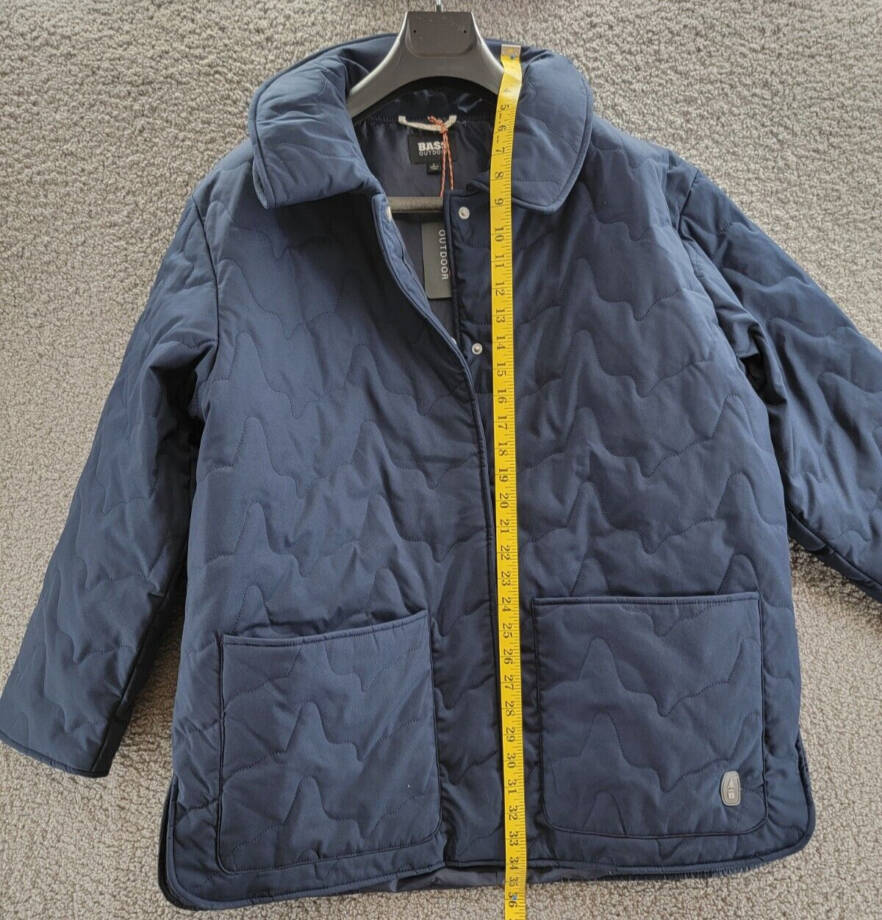 Bass Outdoor Quilted Jacket Women's L Navy Blazer Patch Pockets Snap Closure L/S