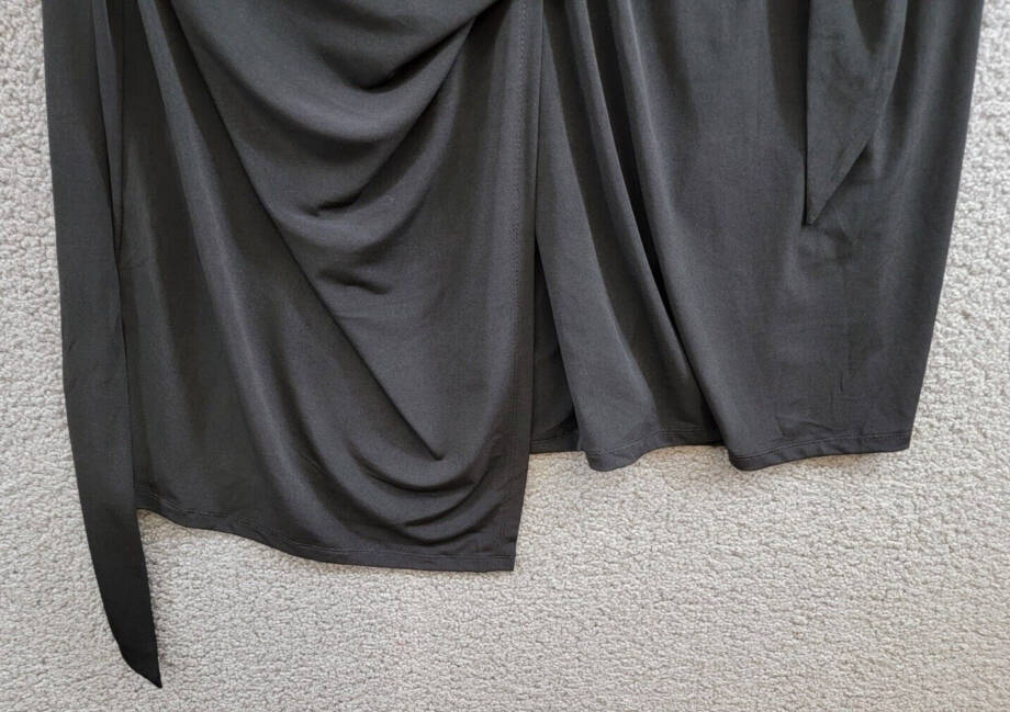 Donna Morgan Sleeveless V-Neck Wrap Dress Women's 16 Black Collared Unlined