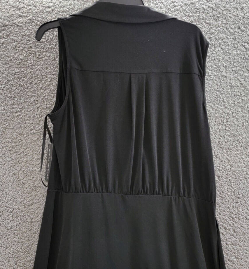 Donna Morgan Sleeveless V-Neck Wrap Dress Women's 16 Black Collared Unlined