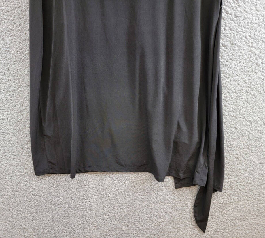 Donna Morgan Sleeveless V-Neck Wrap Dress Women's 16 Black Collared Unlined