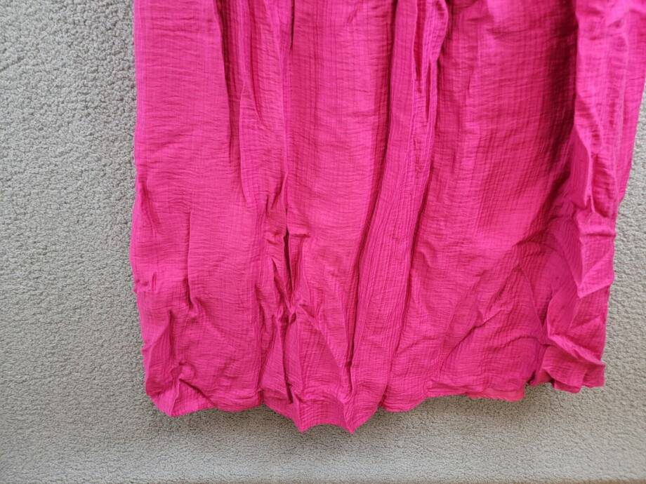 AQUA Crinkle Smocked Maxi Dress Women's L Berry Double Square Neck
