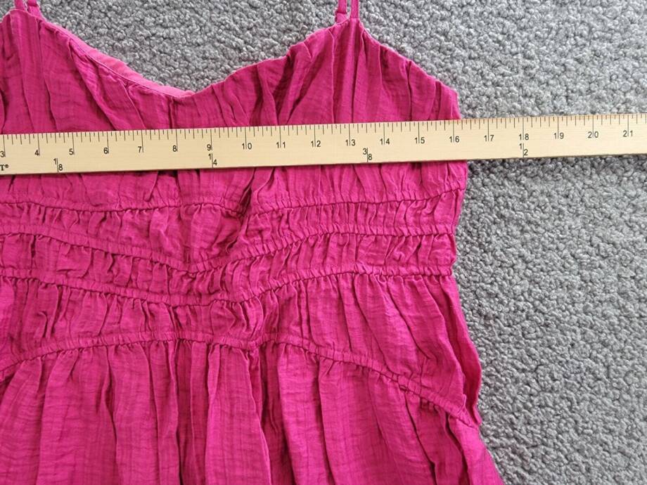 AQUA Crinkle Smocked Maxi Dress Women's L Berry Double Square Neck