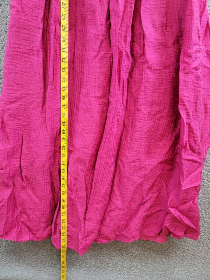 AQUA Crinkle Smocked Maxi Dress Women's L Berry Double Square Neck