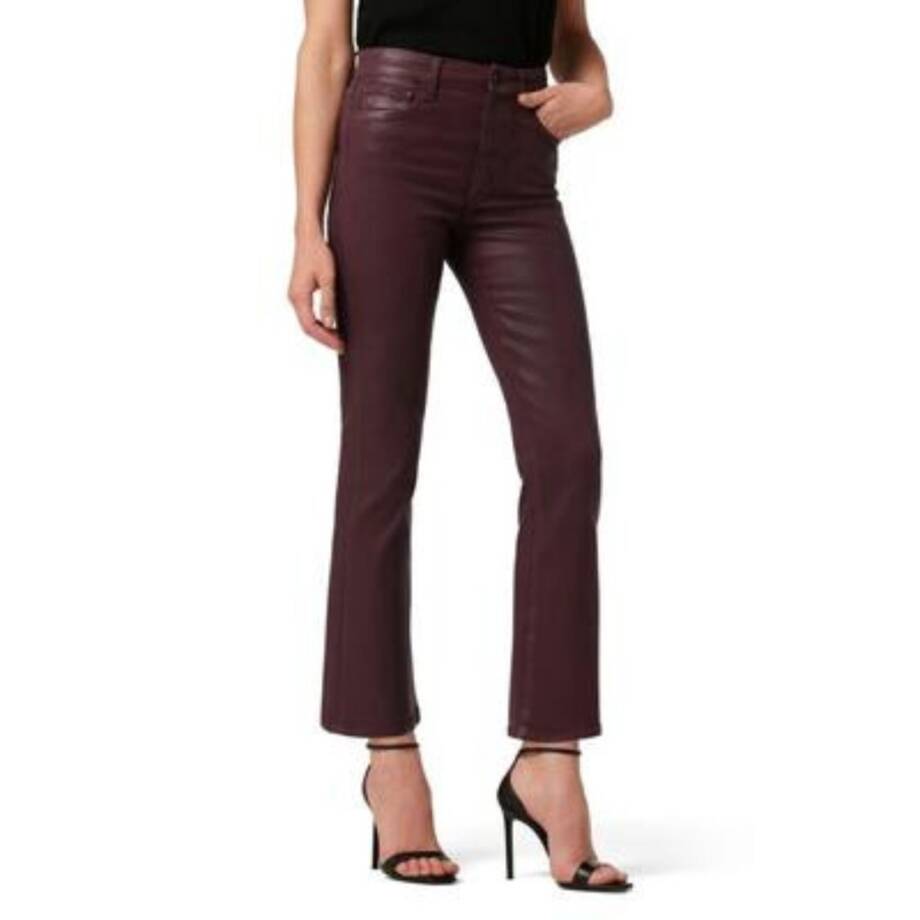 Joe's Jeans The Callie Coated High Rise Cropped Boot Jeans Women's 28 Rum Raisin