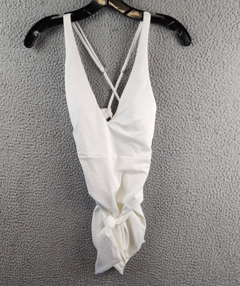 BECCA by Rebecca Virtue Tie Waist One Piece Swimsuit Women's S White Adjustable