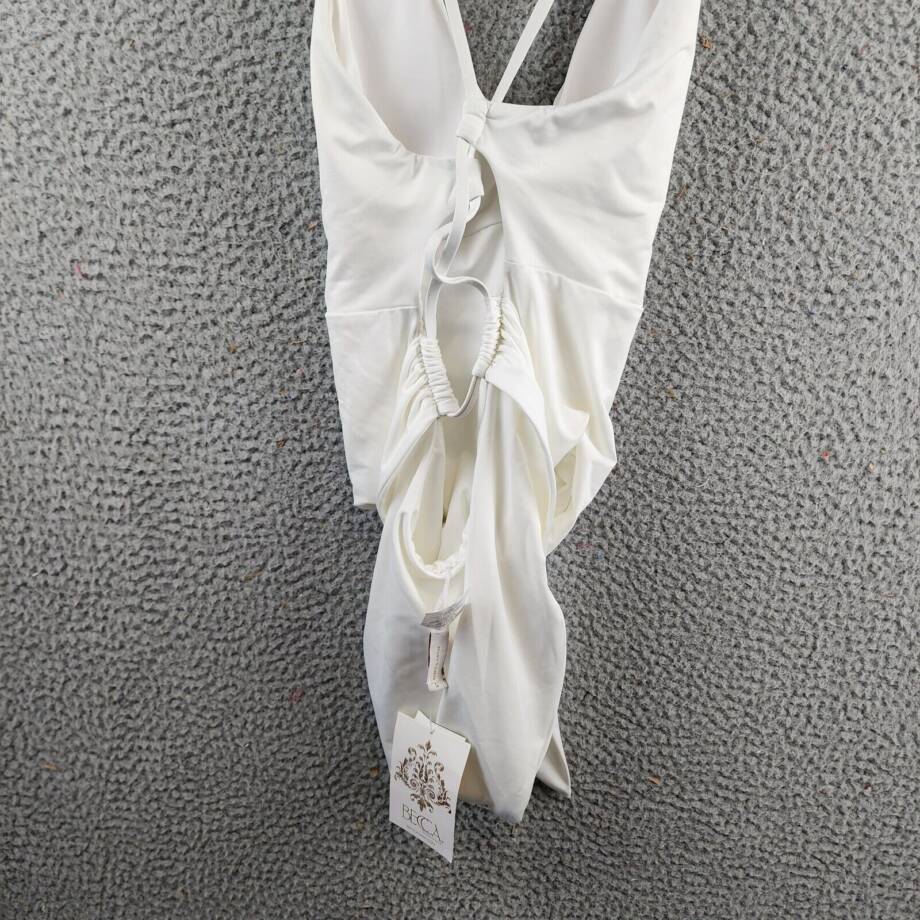 BECCA by Rebecca Virtue Tie Waist One Piece Swimsuit Women's S White Adjustable