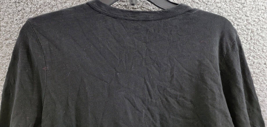 Wilt Lace Yoke Long Sleeve Top Women's Small Black Solid Crew Neck Pullover