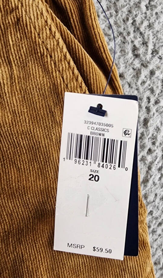 Polo Ralph Lauren Stretch Corduroy Pant Boys' 20 Brown Belt Loops Elastic Waist~