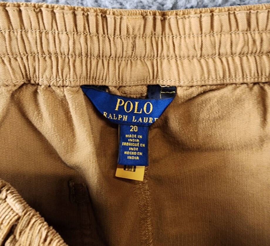 Polo Ralph Lauren Stretch Corduroy Pant Boys' 20 Brown Belt Loops Elastic Waist~
