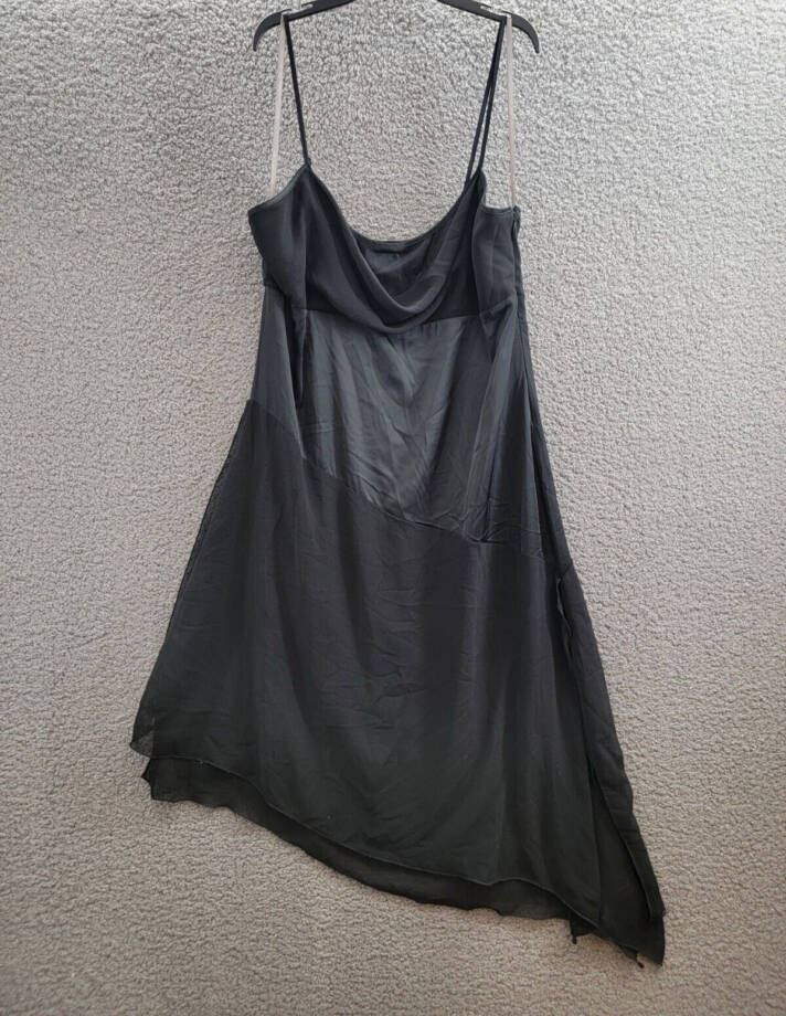 BCBG New York Cowlneck Asymmetrical Dress Women's L Onyx Adjustable Side Zip