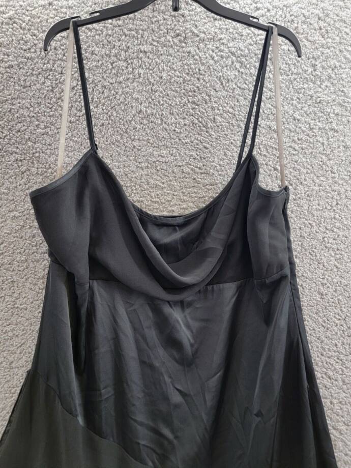 BCBG New York Cowlneck Asymmetrical Dress Women's L Onyx Adjustable Side Zip