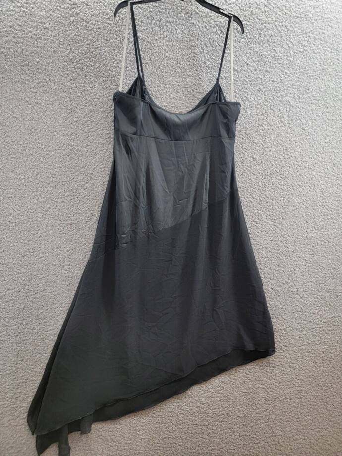 BCBG New York Cowlneck Asymmetrical Dress Women's L Onyx Adjustable Side Zip