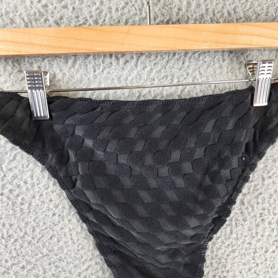 Good American Jacquard High Rise Bikini Bottom Women's 2 Black Wave Check Pullon