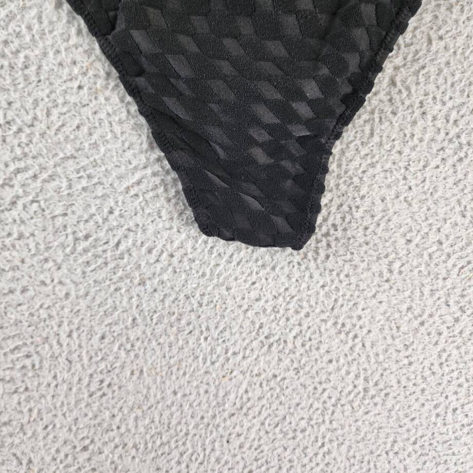 Good American Jacquard High Rise Bikini Bottom Women's 2 Black Wave Check Pullon
