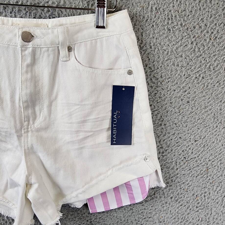Habitual Kids Exposed Pocket Denim Shorts Big Kids Girls 14 White High Rise~