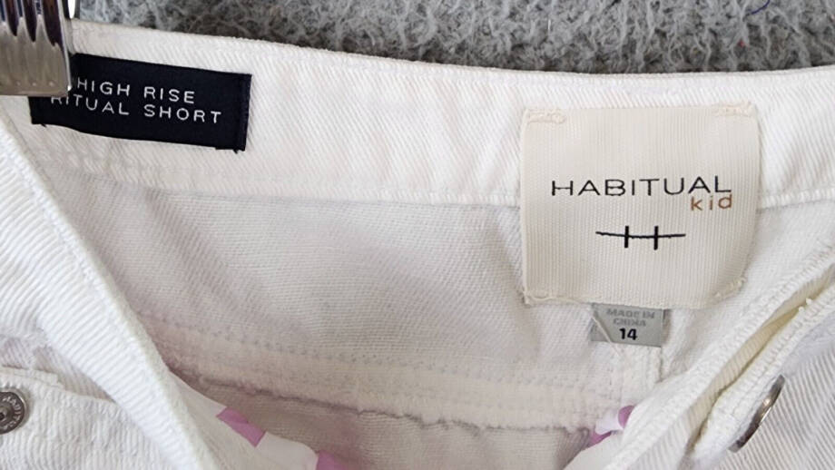 Habitual Kids Exposed Pocket Denim Shorts Big Kids Girls 14 White High Rise~