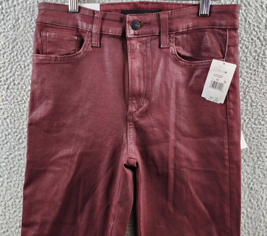 Joe's Jeans The Callie Coated High Rise Cropped Boot Jeans Women's 28 Rum Raisin