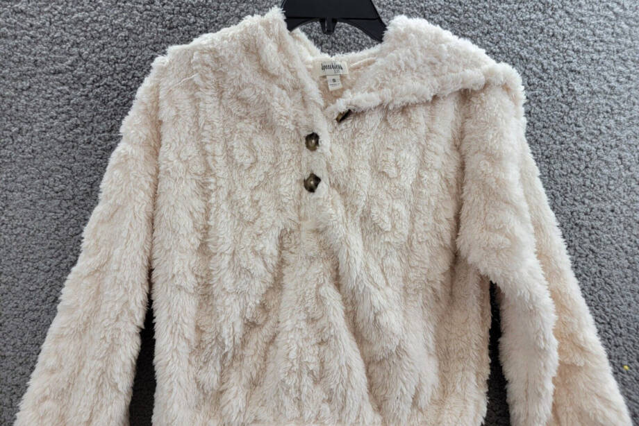 Speechless Faux Fur Long Sleeve Sweater Big Girls S Ivory Hooded Button Closure