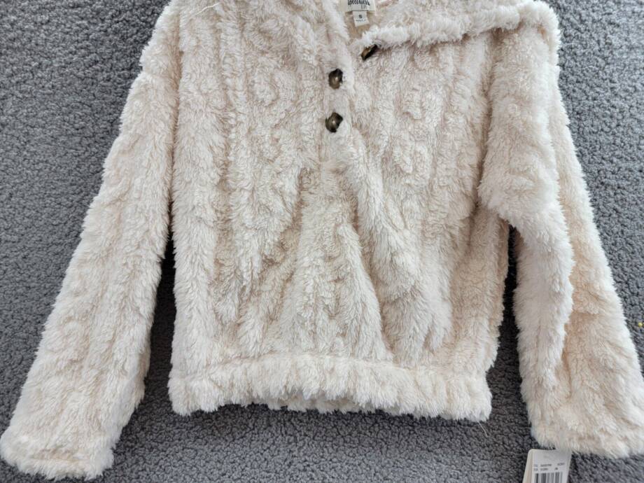 Speechless Faux Fur Long Sleeve Sweater Big Girls S Ivory Hooded Button Closure