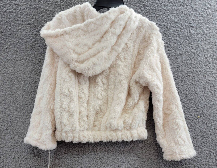 Speechless Faux Fur Long Sleeve Sweater Big Girls S Ivory Hooded Button Closure