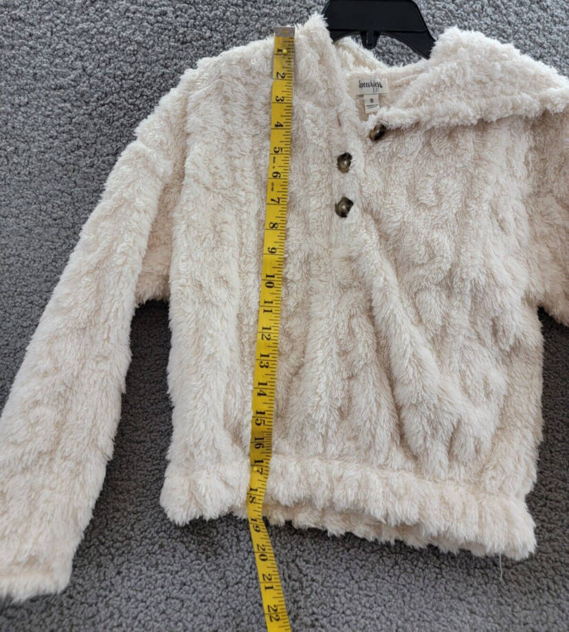 Speechless Faux Fur Long Sleeve Sweater Big Girls S Ivory Hooded Button Closure