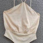 Sadie & Sage Halter Bodysuit Women's S Beige Spaghetti Straps Thong Back