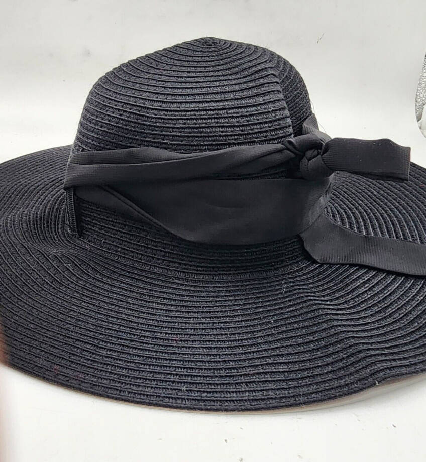 INC International Concepts Removable Tie Packable Floppy Hat Women's O/S Black