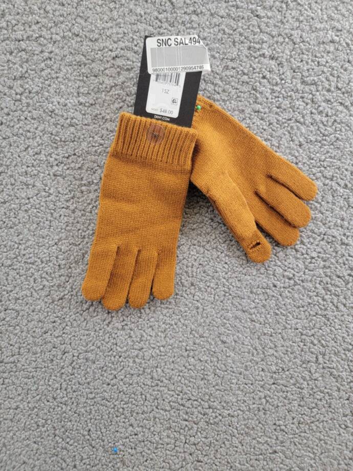 DKNY Rib Knit Flip-Top Finger Gloves Women's One Size Pecan Pull On