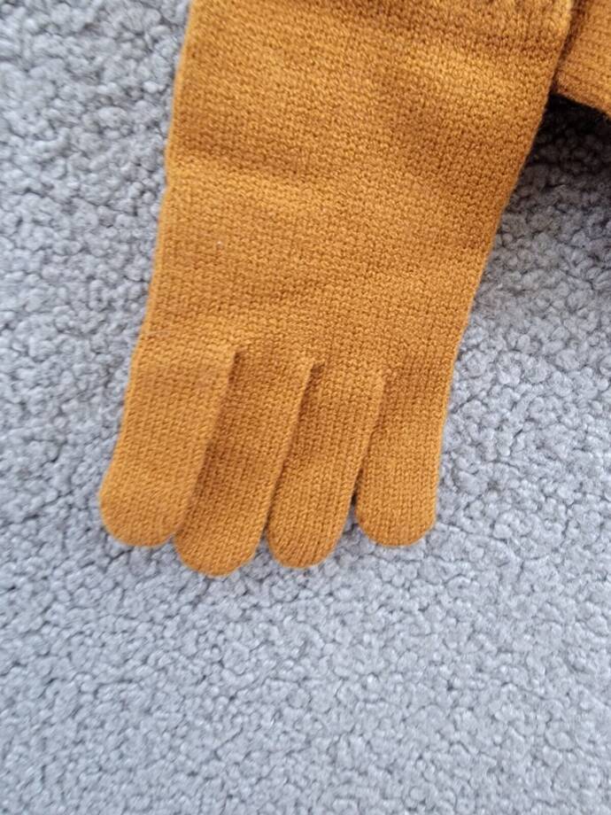 DKNY Rib Knit Flip-Top Finger Gloves Women's One Size Pecan Pull On