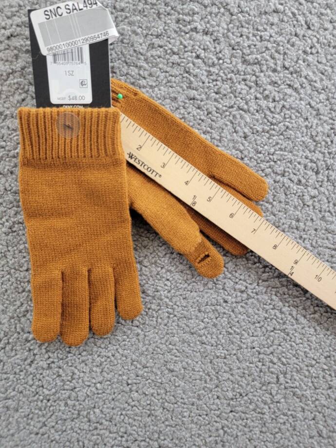 DKNY Rib Knit Flip-Top Finger Gloves Women's One Size Pecan Pull On