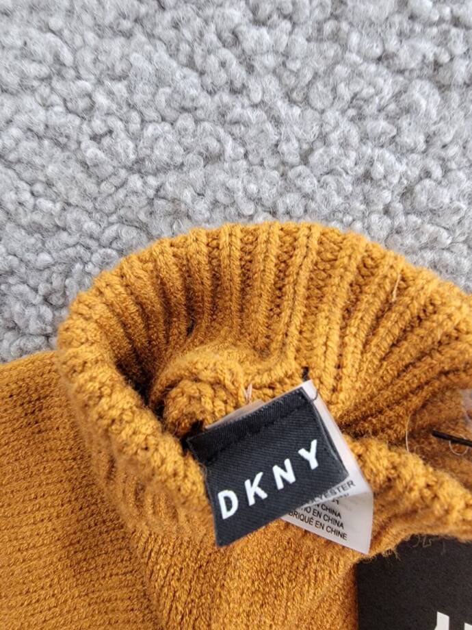DKNY Rib Knit Flip-Top Finger Gloves Women's One Size Pecan Pull On