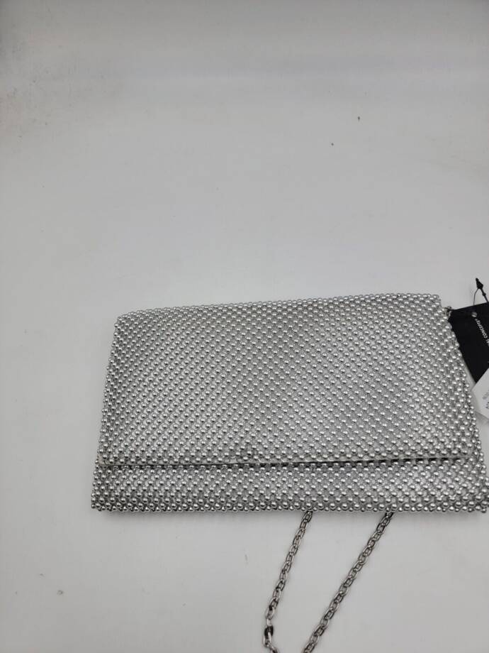 I.N.C. International Concepts Prudence Shiny Mesh Clutch Women's Silver Magnetic
