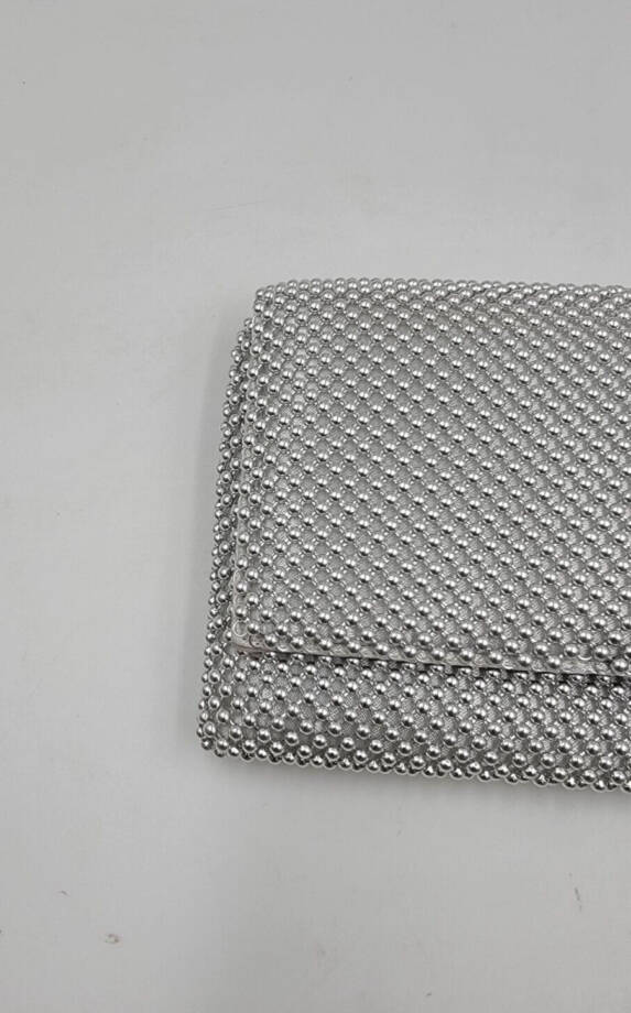 I.N.C. International Concepts Prudence Shiny Mesh Clutch Women's Silver Magnetic