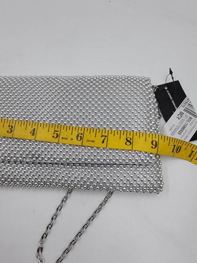 I.N.C. International Concepts Prudence Shiny Mesh Clutch Women's Silver Magnetic