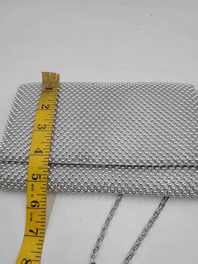 I.N.C. International Concepts Prudence Shiny Mesh Clutch Women's Silver Magnetic