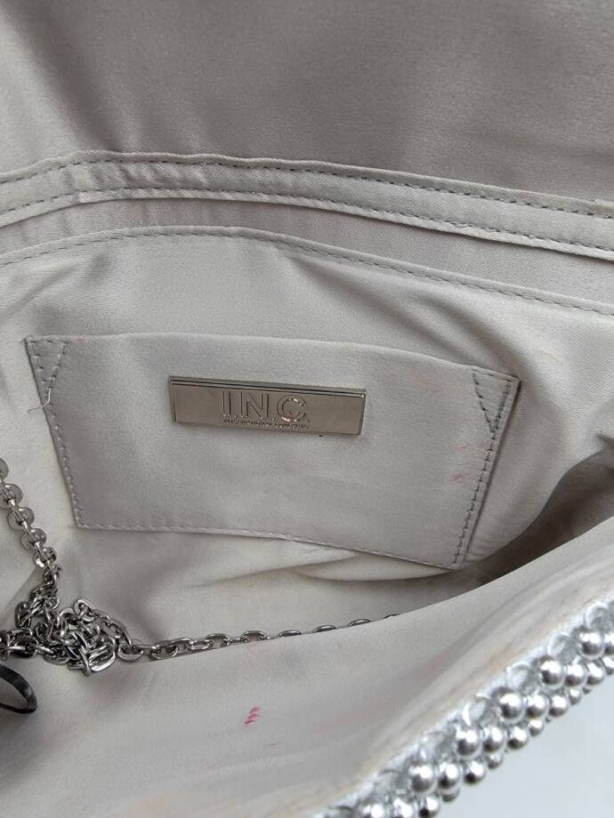 I.N.C. International Concepts Prudence Shiny Mesh Clutch Women's Silver Magnetic
