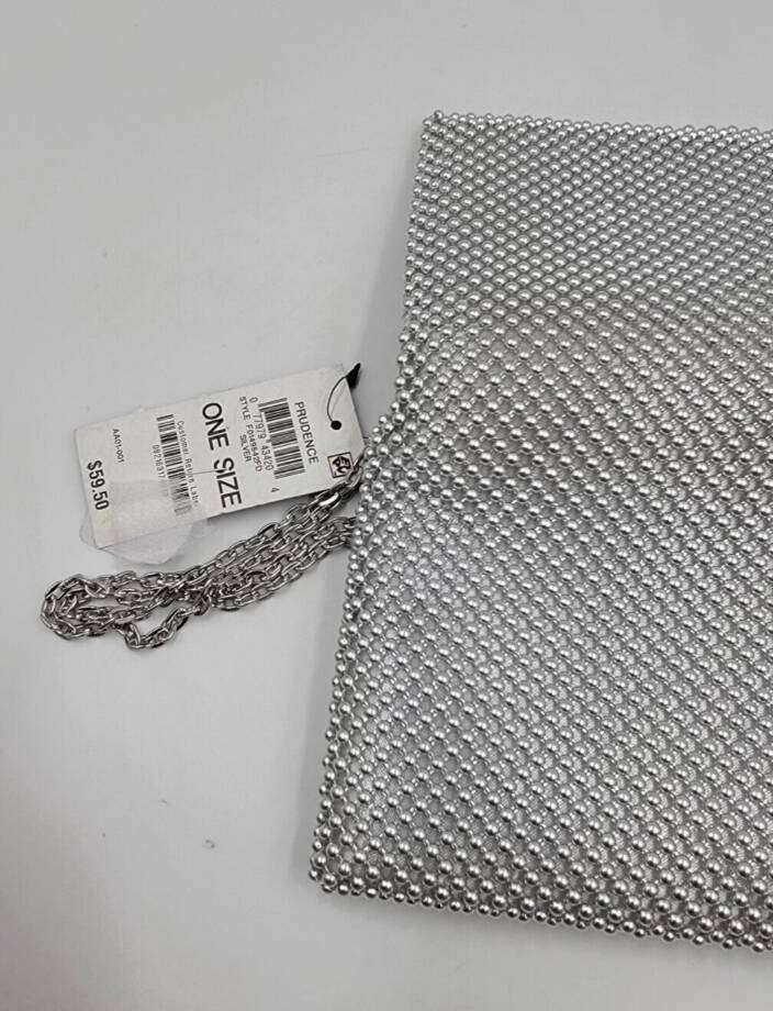 I.N.C. International Concepts Prudence Shiny Mesh Clutch Women's Silver Magnetic