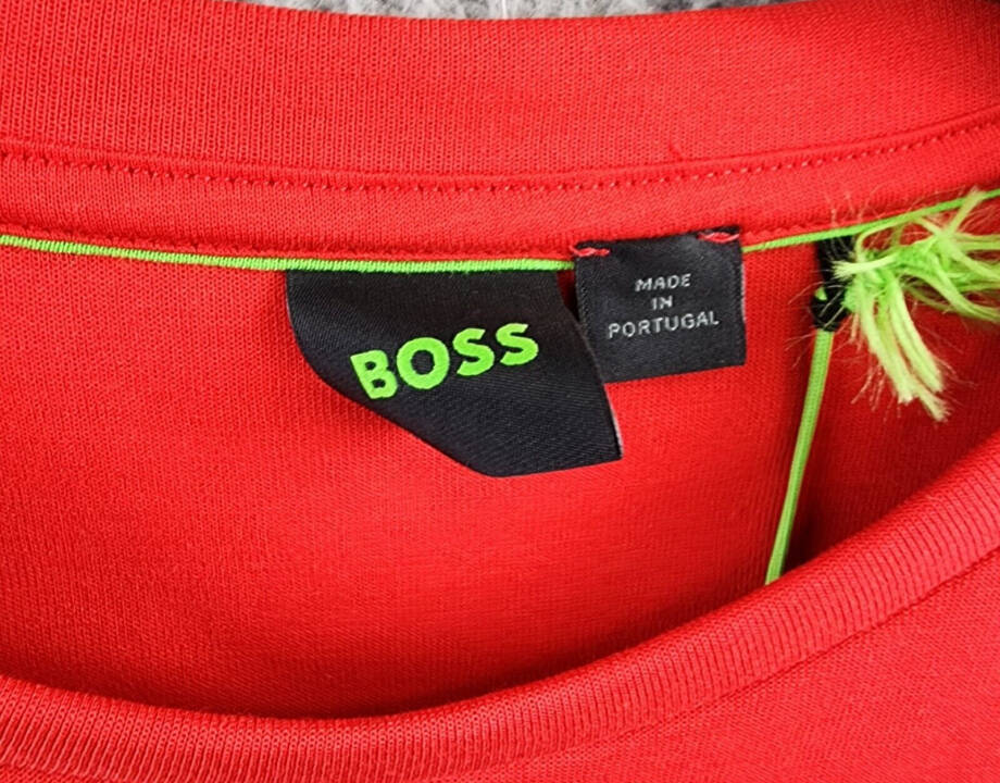 Hugo Boss Rhinestone Logo Sweatshirt Men's XL Bright Red Crew Neck Pullover L/S~