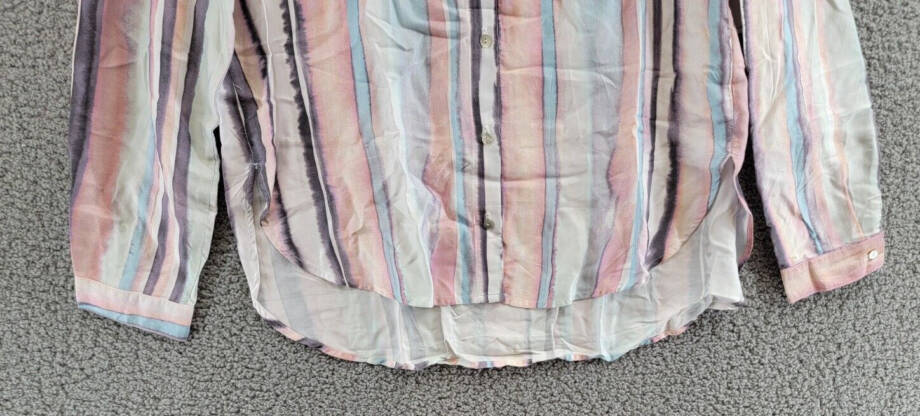 Bella Dahl Rounded Hem Button Up Shirt Women's M Coastal Stripe Collared L/S