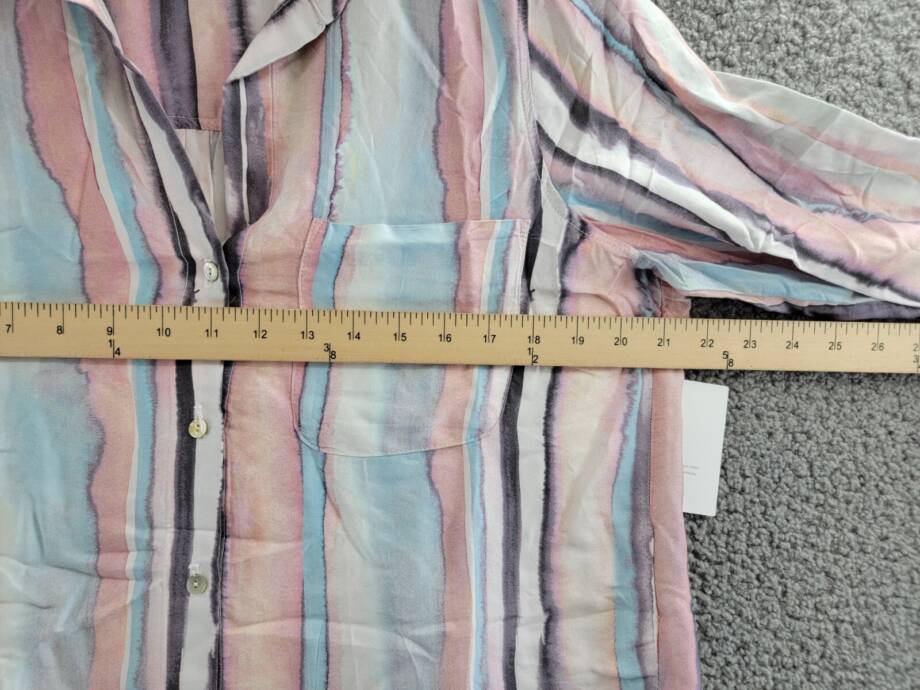 Bella Dahl Rounded Hem Button Up Shirt Women's M Coastal Stripe Collared L/S