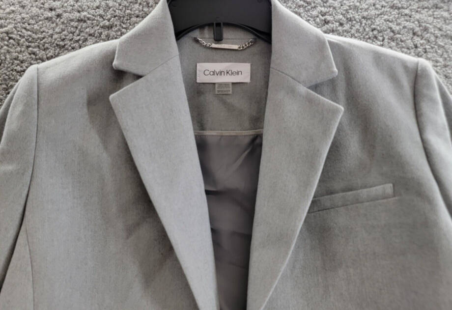Calvin Klein Petite Cropped Open-Front Jacket Womens 12P Gray Pocket Long Sleeve