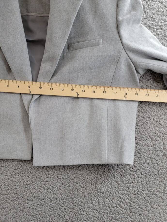 Calvin Klein Petite Cropped Open-Front Jacket Womens 12P Gray Pocket Long Sleeve