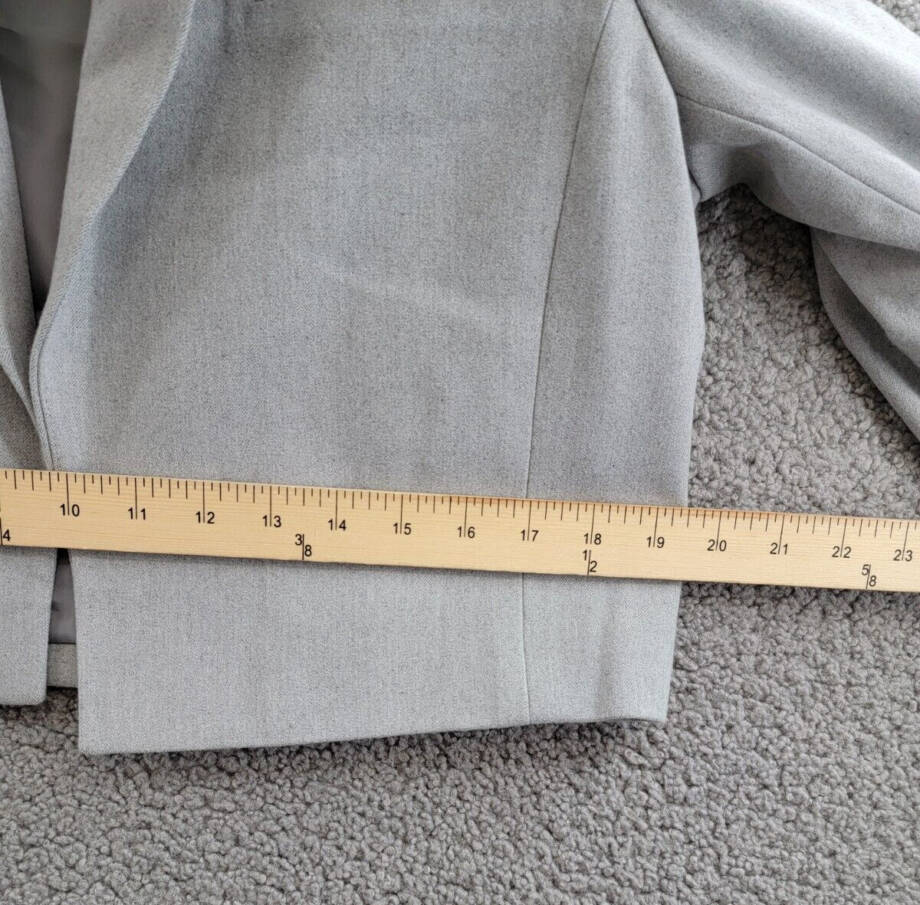 Calvin Klein Petite Cropped Open-Front Jacket Womens 12P Gray Pocket Long Sleeve