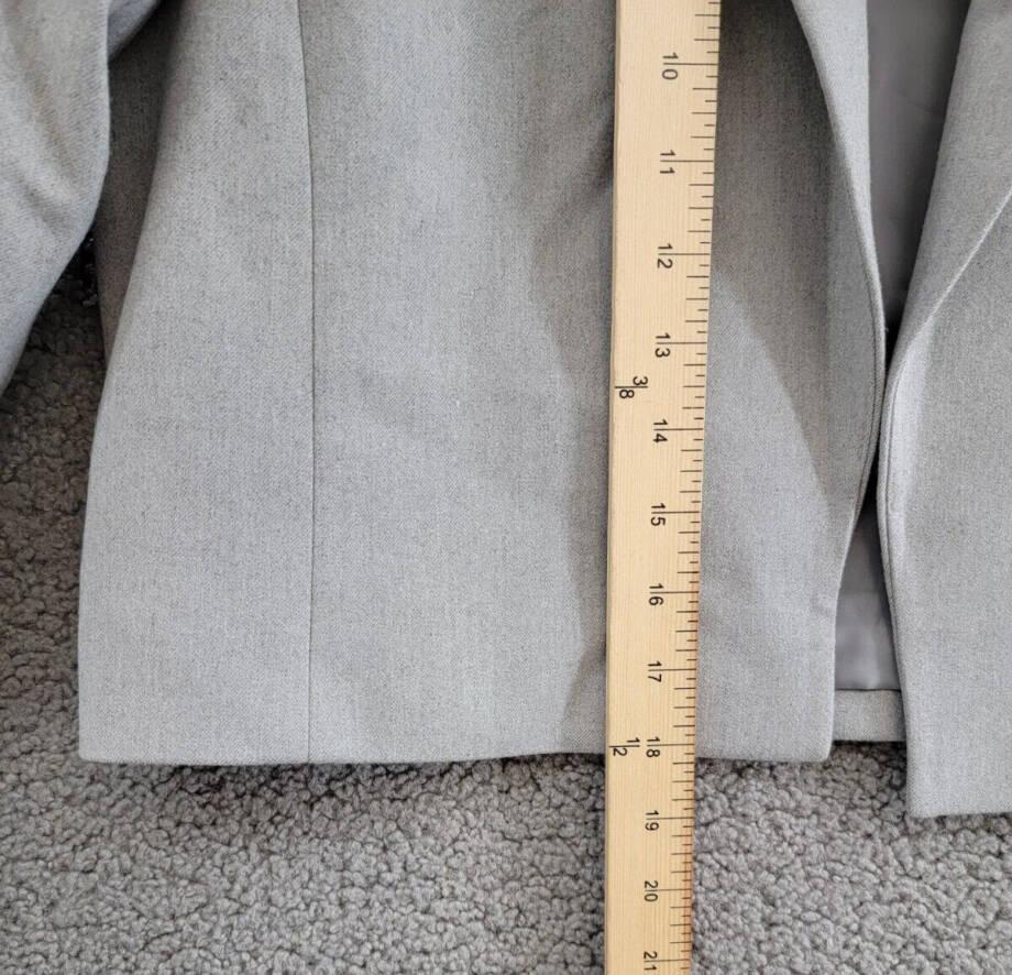 Calvin Klein Petite Cropped Open-Front Jacket Womens 12P Gray Pocket Long Sleeve