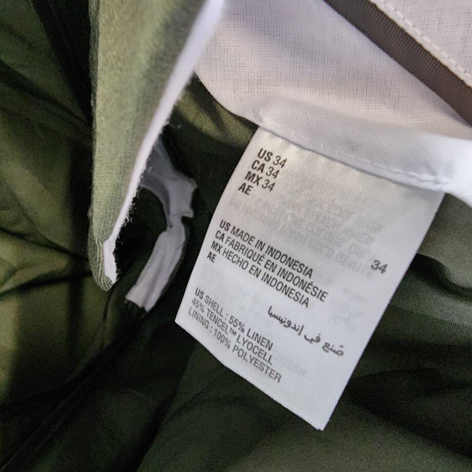 INC International Concepts Slim Fit Linen Blend Pants Men's 34 Olive Twist Solid