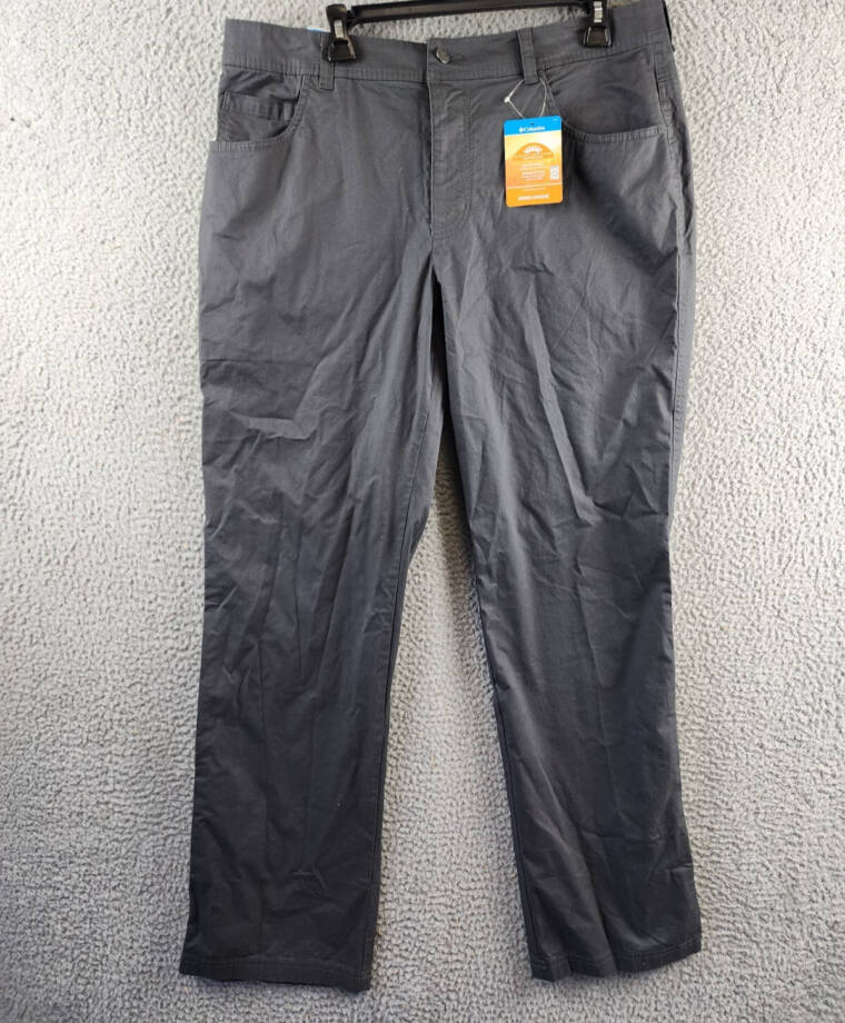Columbia Rapid Rivers UPF 50 Flat Front Pants Men's 36W x 32L Shark Belt Loops