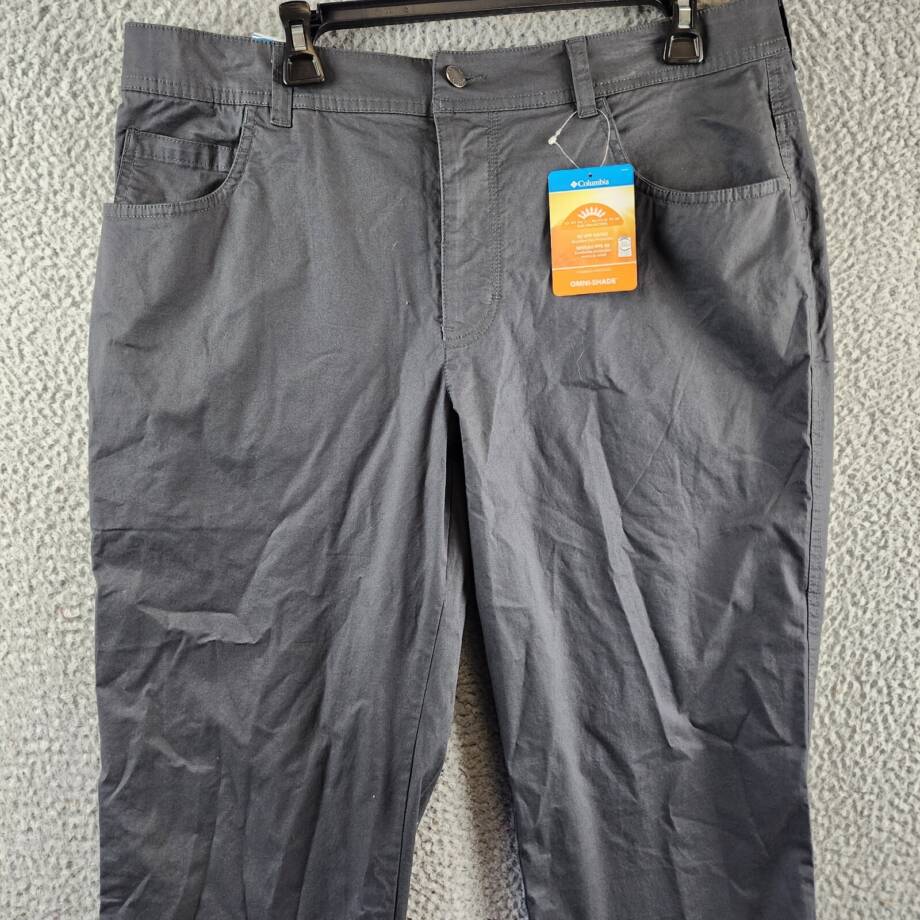 Columbia Rapid Rivers UPF 50 Flat Front Pants Men's 36W x 32L Shark Belt Loops