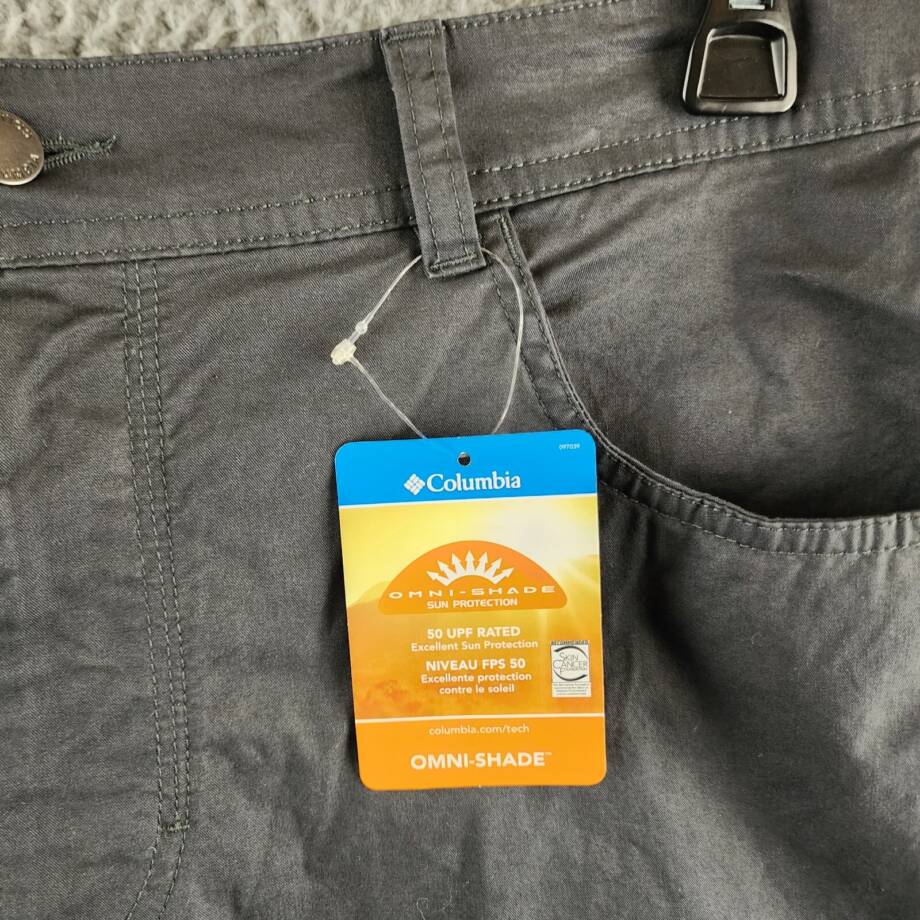 Columbia Rapid Rivers UPF 50 Flat Front Pants Men's 36W x 32L Shark Belt Loops